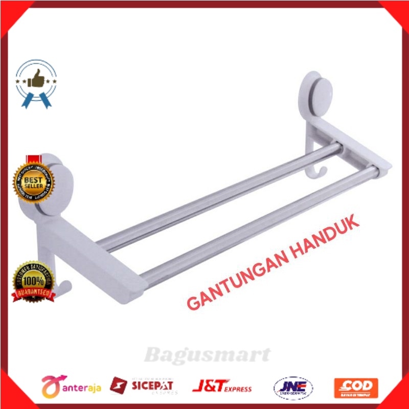 Jual Krisbow Gantungan Handuk Double Rail Penghisap Putih Gantungan