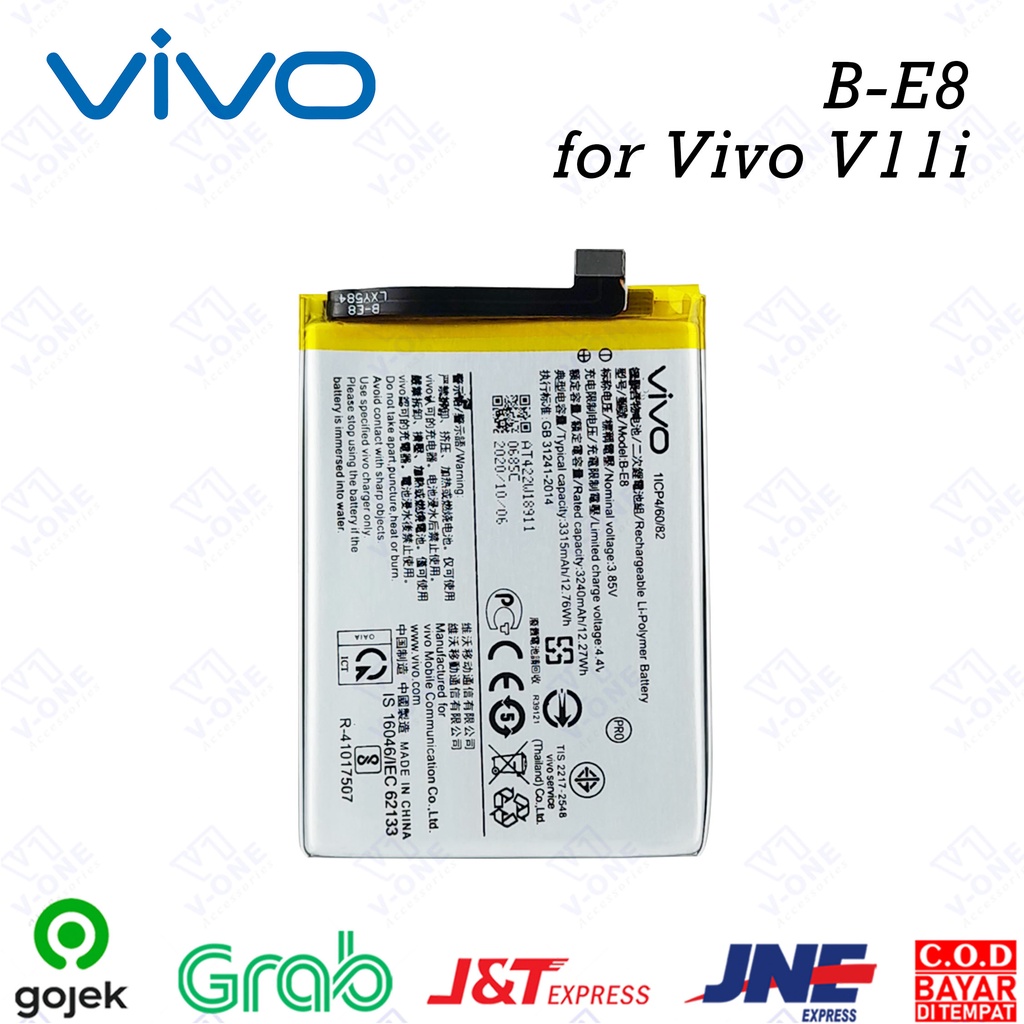 Jual BATERAI BATTERY ORIGINAL 100 VIVO B E8 UNTUK VIVO V11i NPP