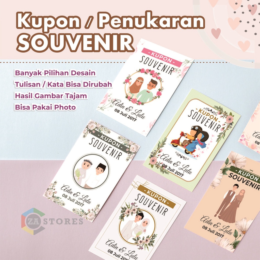 Jual KUPON SOUVENIR PERNIKAHAN KARTU UCAPAN TERIMA KASIH SOUVENIR