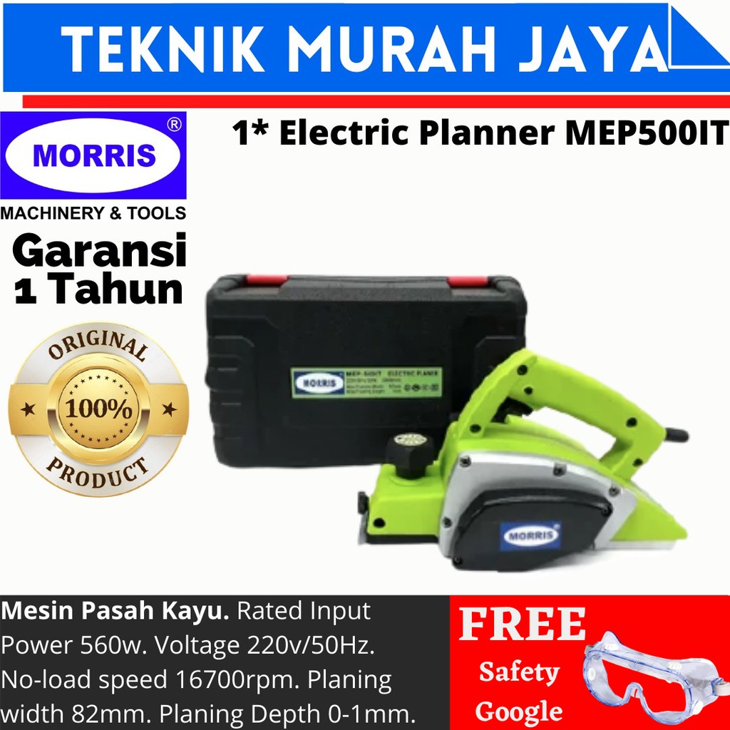 Jual Mesin Pasah Kayu Morris MEP500IT Electric Planer 1900B Serut Ketam