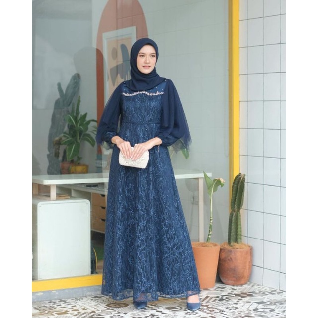 Jual Termurah Luna Dress Brokat Kombinasi Fashion Muslim Wanita