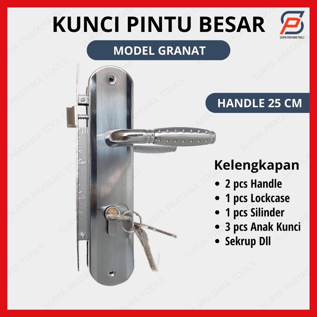 Jual Kunci Pintu Besar Set Model Granat Cm Handle Gagang Tarikan