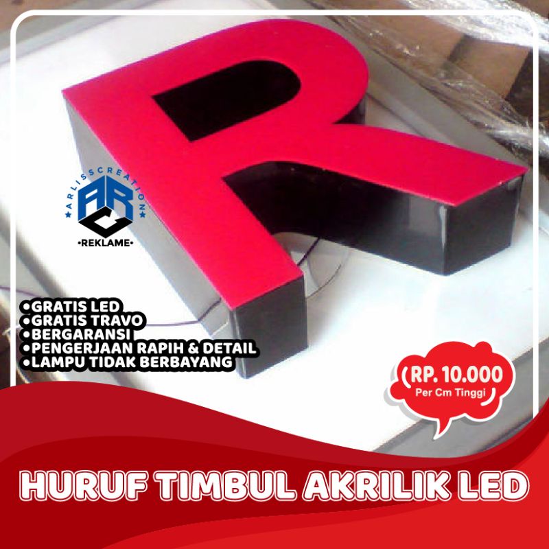 Jual Huruf Timbul Akrilik Led Acrylic D Nyala Stainless Lettersign