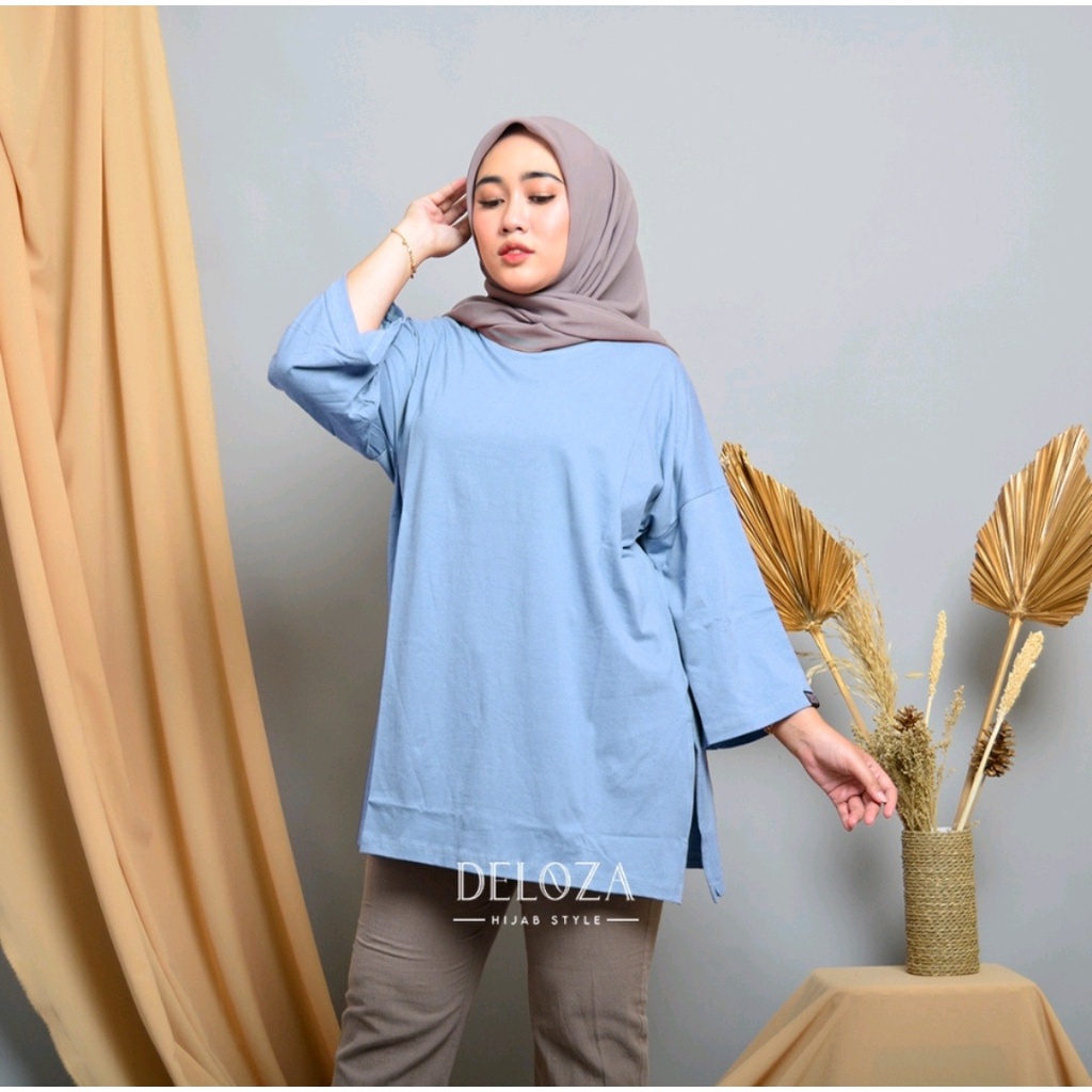 Jual AFI T SHIRT Basic Oversized Top Kaos Polos NonBusui Hijab Friendly