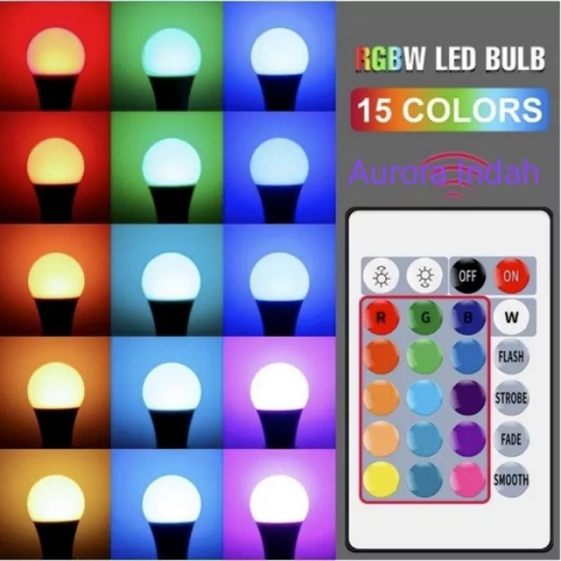 Jual Lampu Bohlam 7W 10W LED RGB Berubah Warna Warni Remote Control