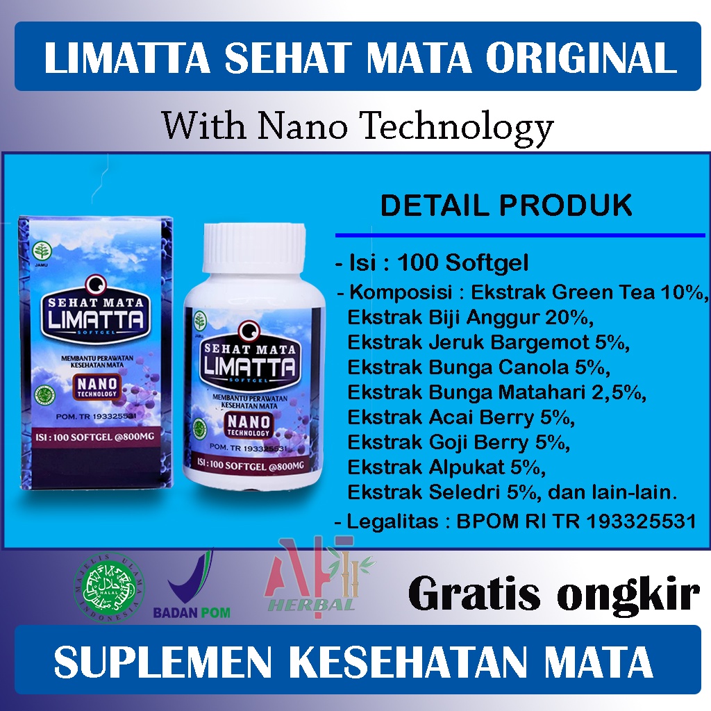 Jual Vitamin Mata Sehat Mata Softgel LIMATTA 100 ORIGINAL Shopee