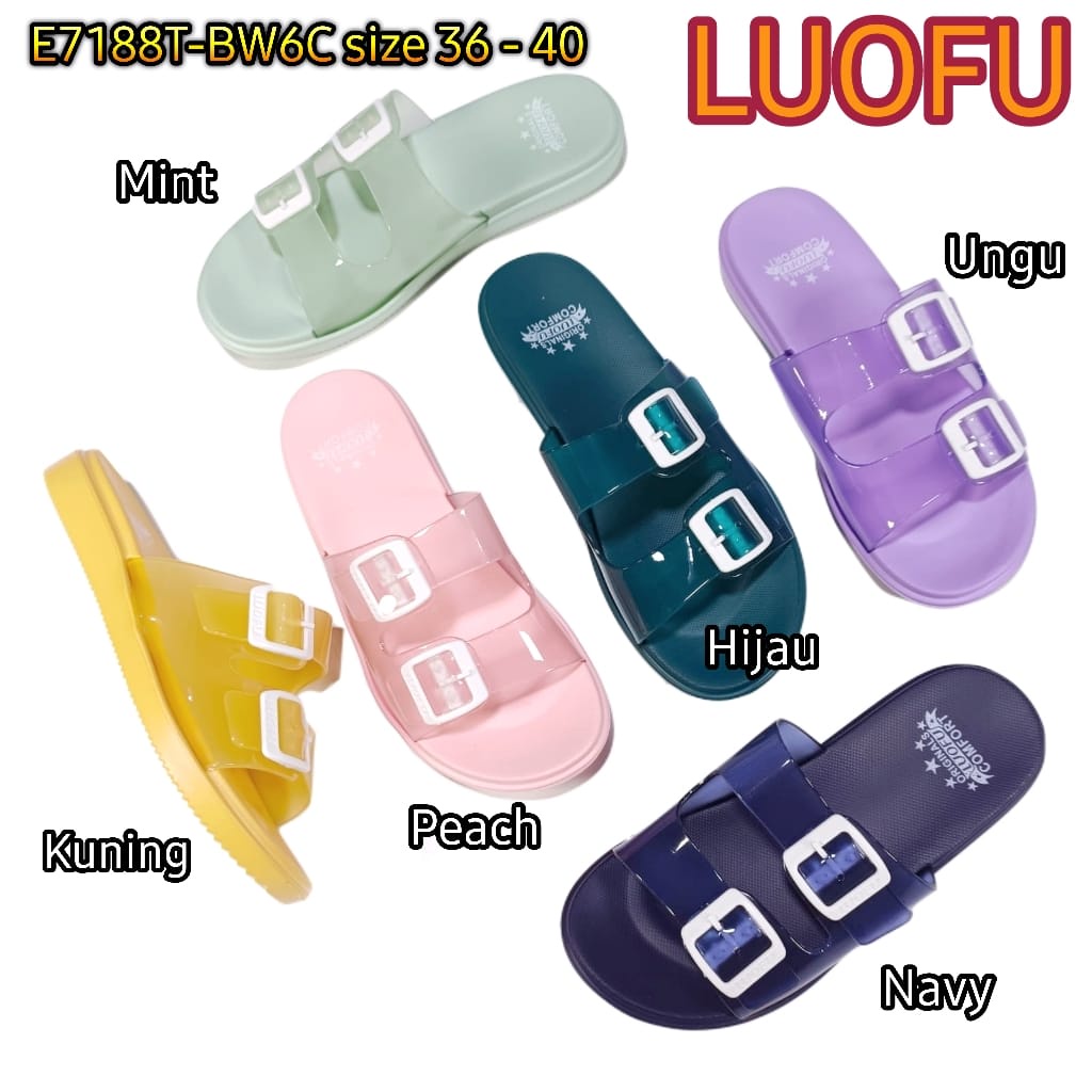 Jual E T Bw C Luofu Original Jelly Sandal Karet Empuk Murah Wanita