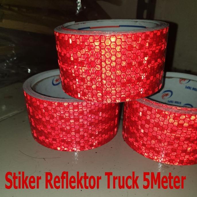 Jual Refelctive Sticker Truck Stiker Reflektor Kir Mobil Truk Merah M