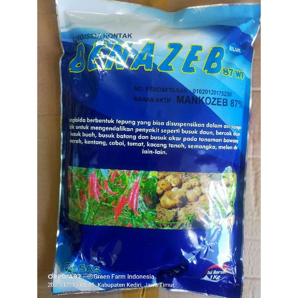 Jual Fungisida Benazeb Blue 80wp Mancozeb Biru Kemasan 1kg Ampuh Atasi