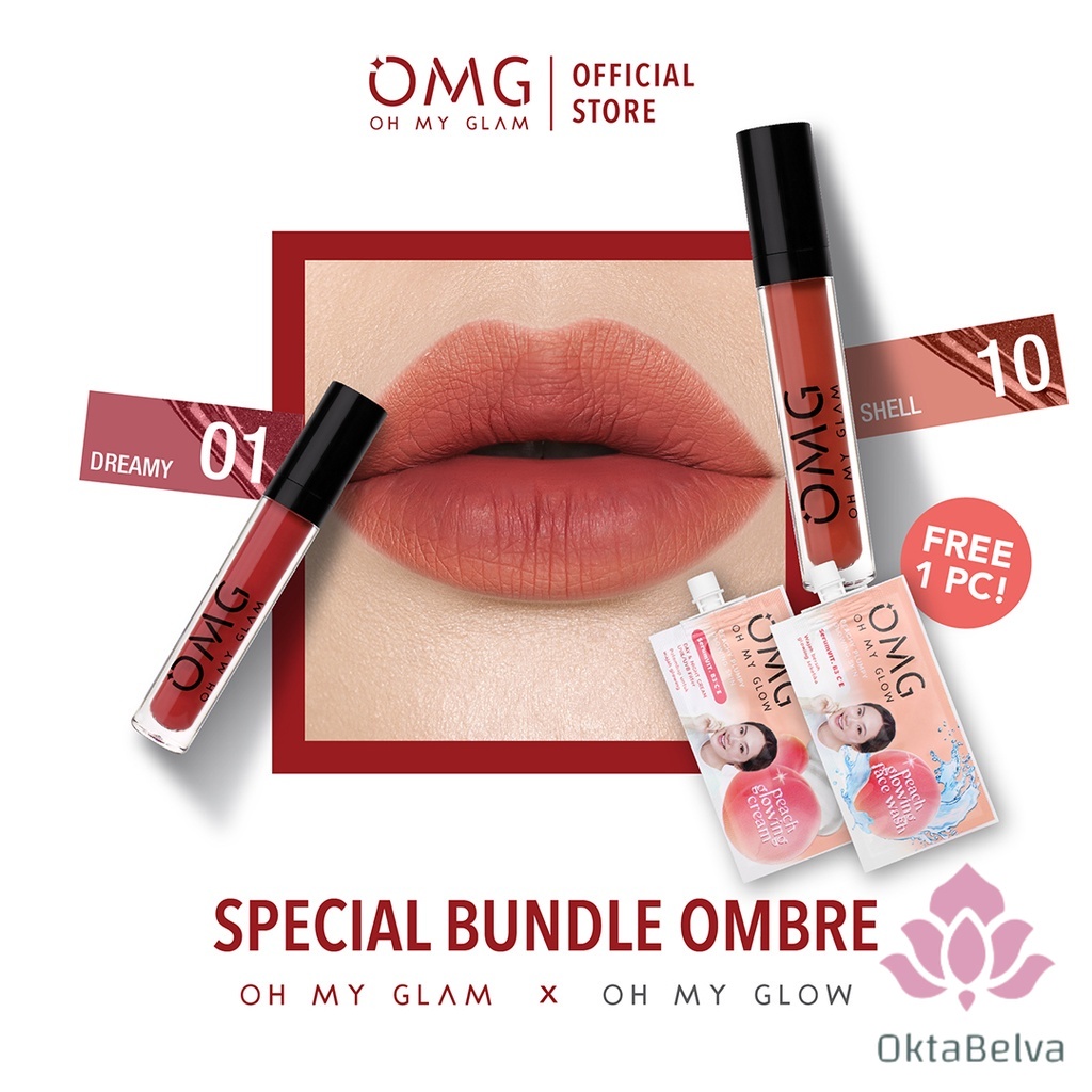 Jual Lip Ombre 2in1 OMG OH MY GLAM Matte Kiss Lip Cream Mauve Nude