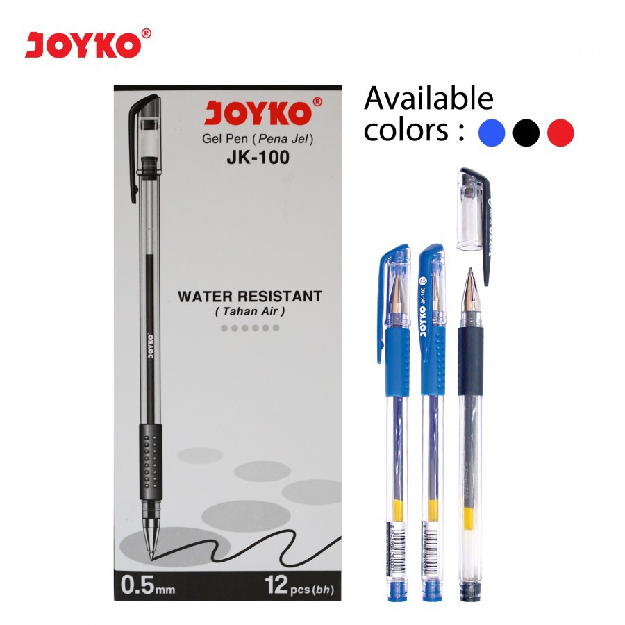 Jual Gel Pen Pulpen Joyko King Jeller JK 100 0 5mm Hitam Lusinan 12