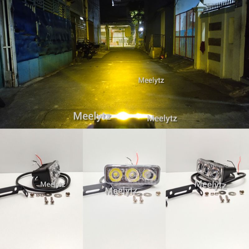 Jual Lampu Tembak Sorot LED Cree 3 Mata 2 Mode Standby Dan Kedip Kuning