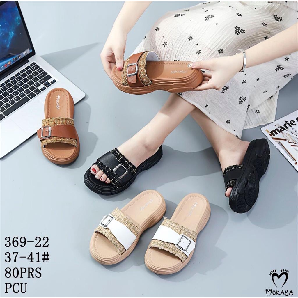 Jual Sandal Wedges Slop Jelly Karet Korea Wanita Ban Gesper Knit Sol