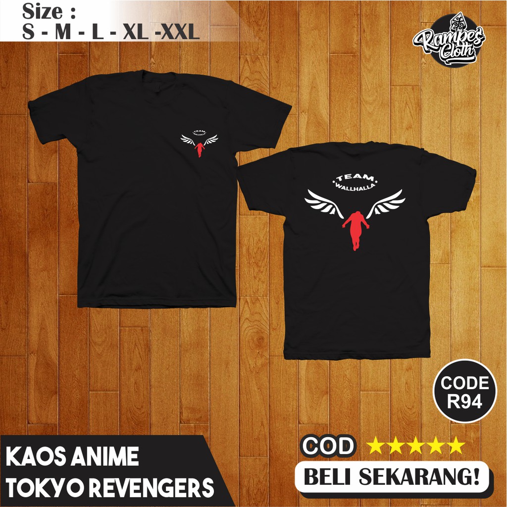 Jual Kaos Distro Anime Tokyo Revengers Team Walhalla Cotton Combed