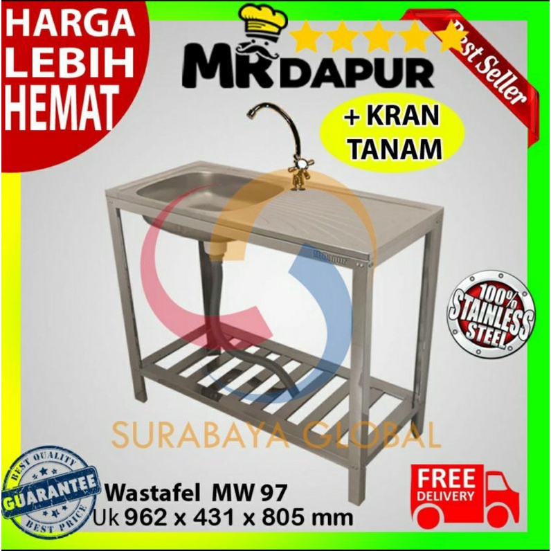 Jual WASTAFEL BAK CUCI PIRING FULL STAINLESS MR DAPUR MW 97 PLUS KRAN