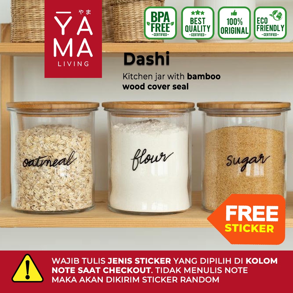 Jual YAMA DASHI Seasoning Bamboo Jar Toples Kedap Udara Kaca Tempat