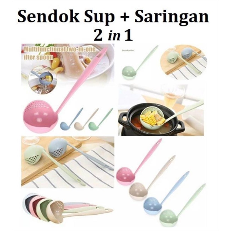 Jual Saringan Sendok Kuah 2 In 1 Sendok Soup Serbaguna Centong Soup