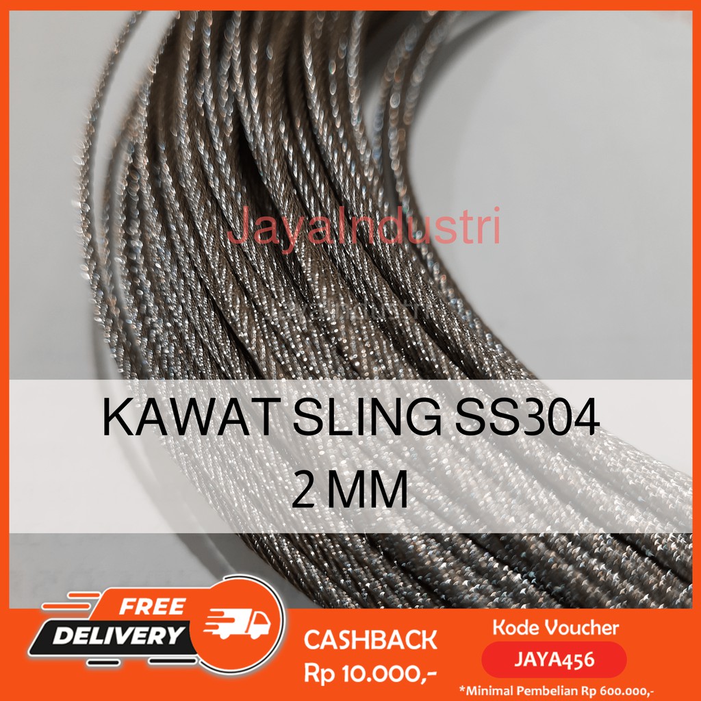 Jual TALI KAWAT BAJA SLING SELING STAINLESS STEEL WIRE ROPE 2MM