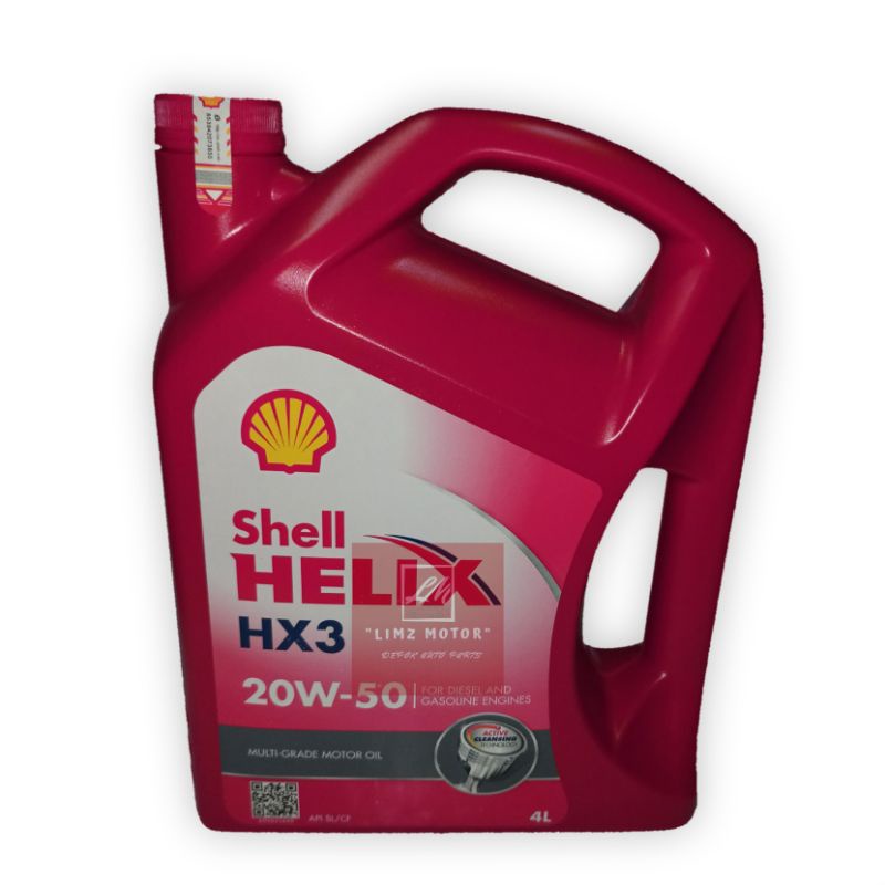 Jual Oli Shell Helix HX 3 SAE 20W 50 Galon 4 Liter Original Shopee