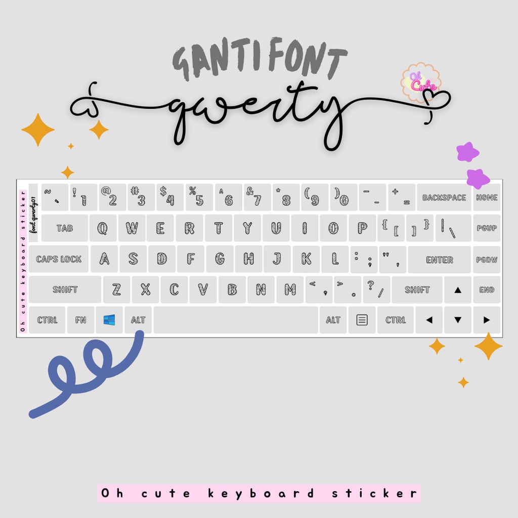 Jual Ganti Huruf Stiker Keyboard Qwerty Inggris Oh Cute Sticker