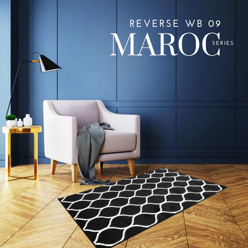 Jual MAROC Karpet Lantai 100x150 WB09 Full Black Shopee Indonesia