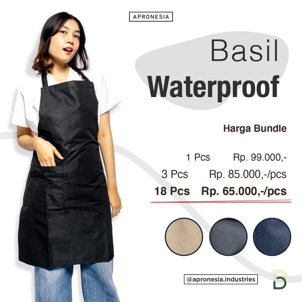 Jual Apronesia Apron Masak Celemek Barista Berwarna Anti Air Basil