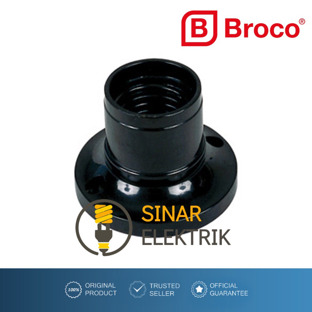 Jual Broco Fitting Bulat Hitam Ceiling Lamp Holder Colokan Socket Lampu