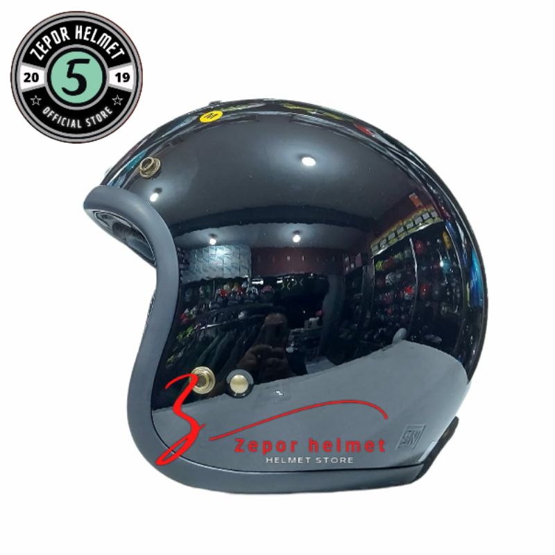 Jual Helm Zeus Zs Solid Hitam Glossy Original Sni Dot Half Face