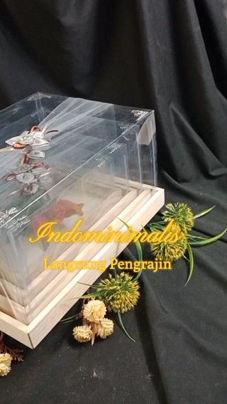 Jual KOTAK HANTARAN SESERAHAN KAYU ISI 4 BOX TUTUP MIKA HIAS WEDDING