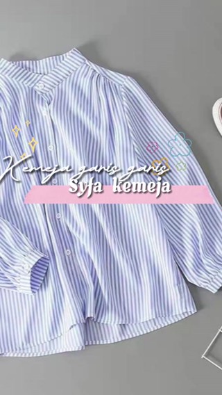 Jual Syfa Kemeja Blouse Jumbo Strip Salur Wanita Size S M L Xl Xxl Xxxl