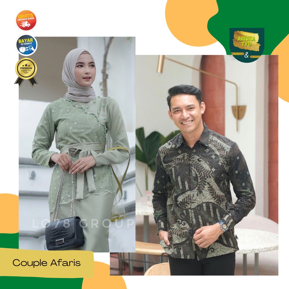 Jual Afaris Couple Dress Kemeja Warna Sage Baju Pasangan Suami Istri