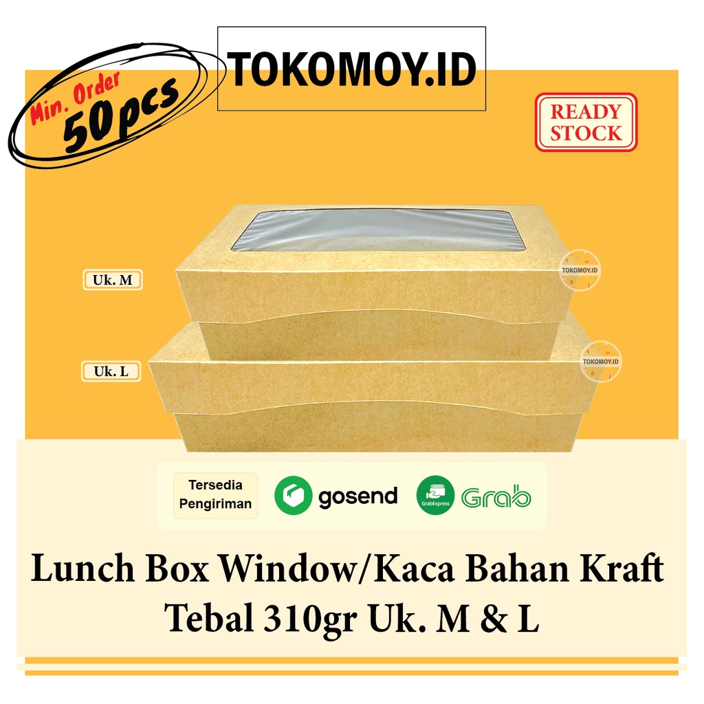 Jual Lunch Box Window Kaca Bahan Kraft Coklat Tebal Gr Uk M L