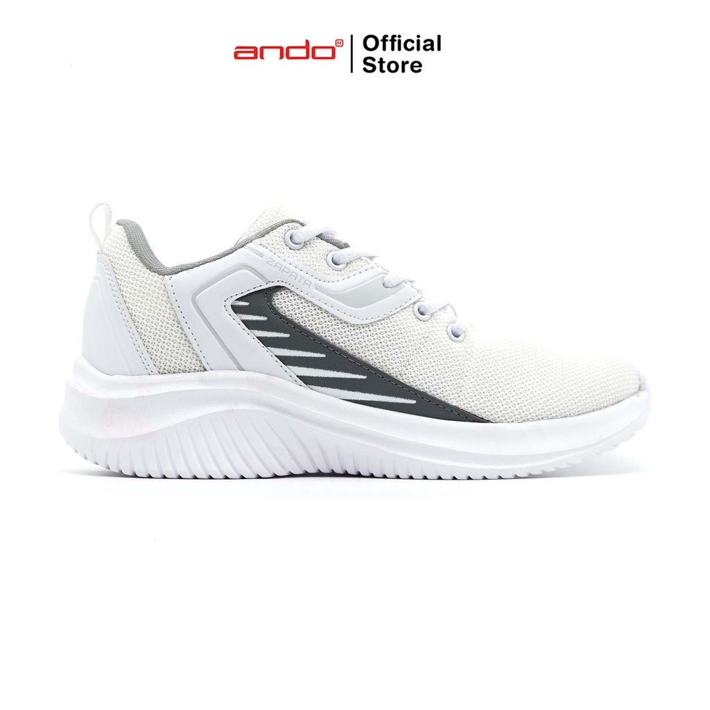 Jual Ando Official Sepatu Sneakers Zapata Pria Dewasa Putih Abu Abu