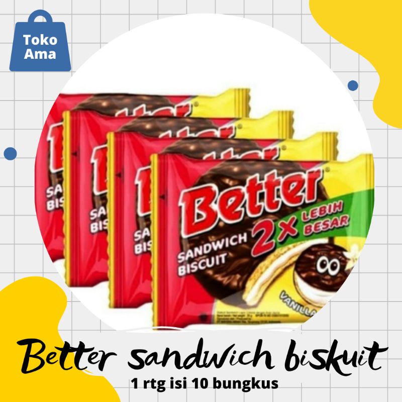 Jual Better Biskuit Sandwich Vanilla Cream Harga 2000 Isi 10 Bungkus