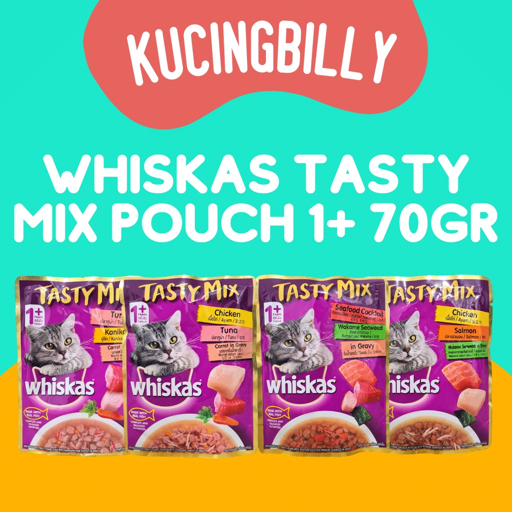 Jual WHISKAS TASTY MIX Pouch 1 70gr Makanan Kucing Basah Shopee