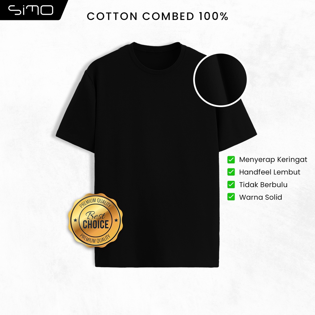 Jual Simo Kaos Polos Premium Cotton Combed S Reguler Size Jet