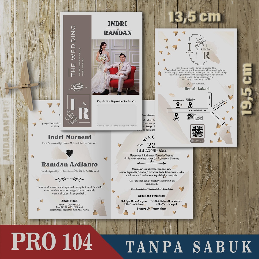 Jual Pro Lipat Plus Foto Simpel Cetak Undangan Color