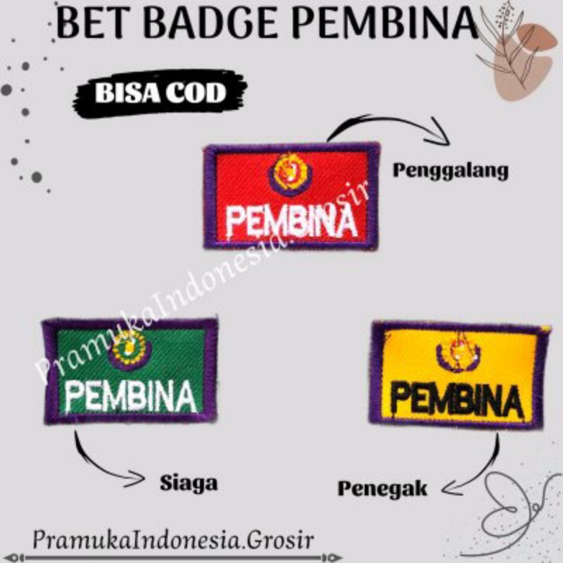 Jual BED BADGE TANDA KUALIFIKASI PEMBINA PRAMUKA BORDIR BED PEMBINA