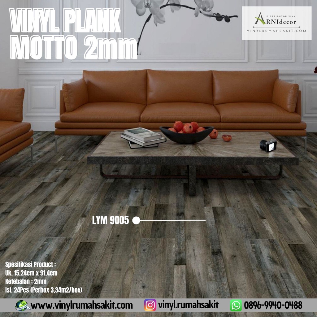 Jual Lantai Vinyl Plank Motto Tebal 2mm Motif Kayu Harga M2 Non