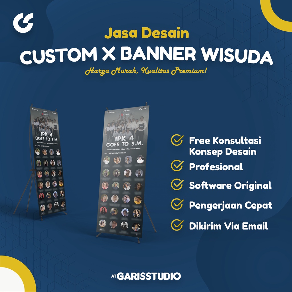 Jual Custom X Banner Wisuda Premium Desain X Banner Wisuda Cetak X