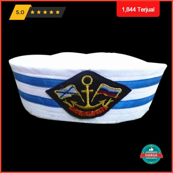 Jual Cod Ig Topi Pelaut Marinir Kapten Kapal Warna Biru Putih