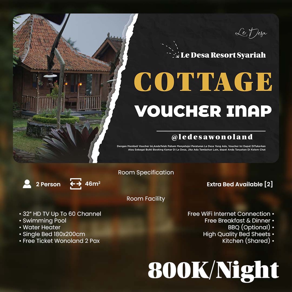 Jual Voucher Menginap Cottage Le Desa 1 Malam Shopee Indonesia