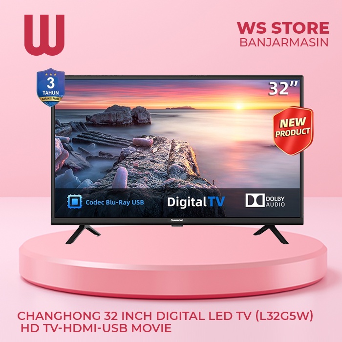 Jual Changhong 32 Inch Digital LED TV L32G5W HD TV HDMI USB Movie