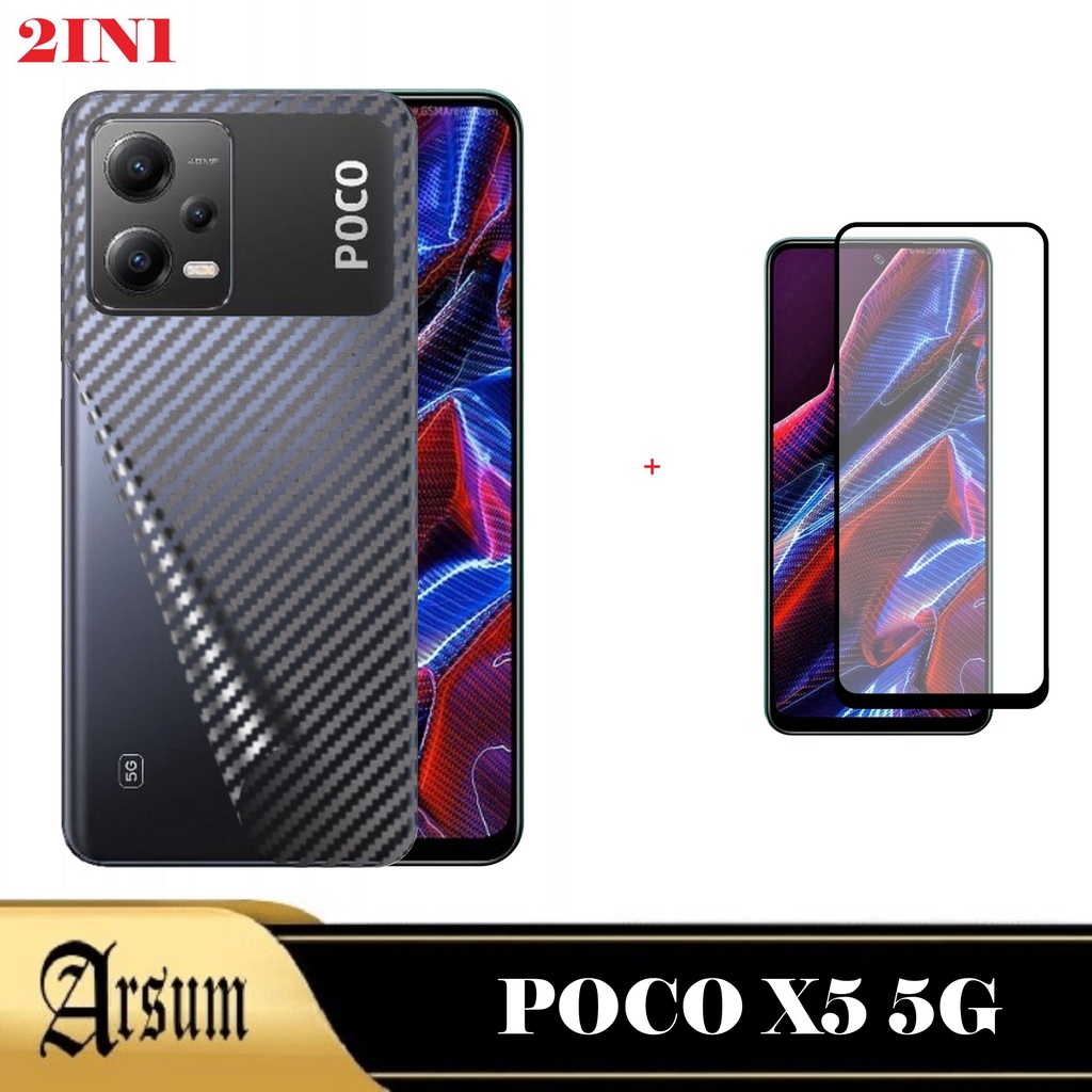 Jual Promo Paket 2in1 Garskin Skin Carbon Xiaomi Poco X5 5G 2023 Redmi