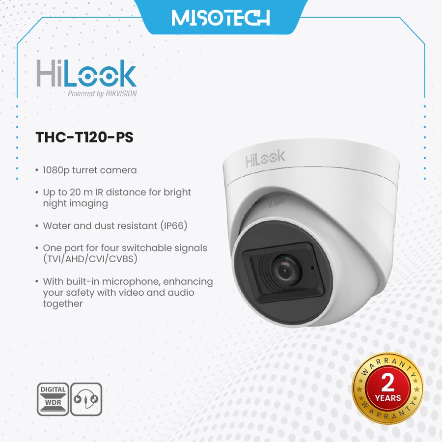 Jual Kamera CCTV Hilook THC T120 PS 2MP Analog Indoor Mic Audio