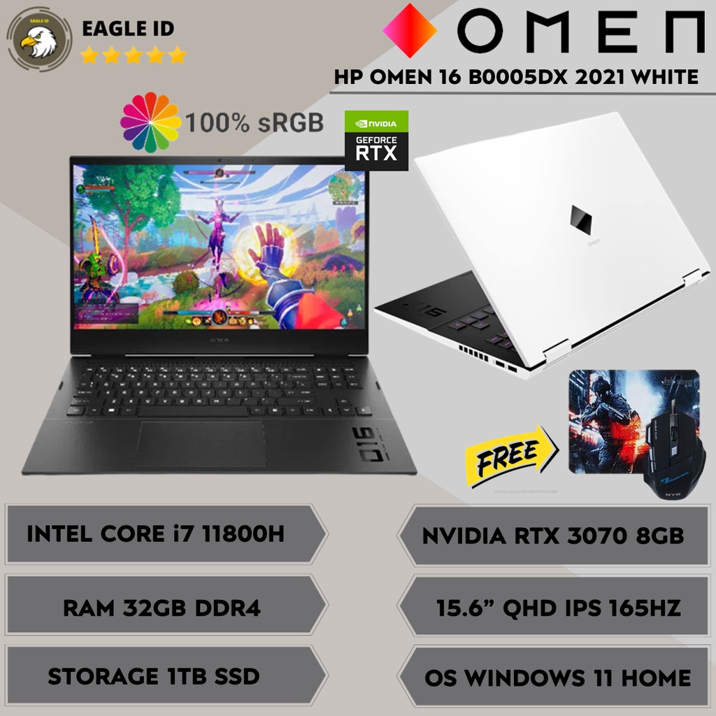 Jual LAPTOP HP OMEN 16 B0005DX 2021 RTX 3070 CORE I7 11800H RAM 32GB