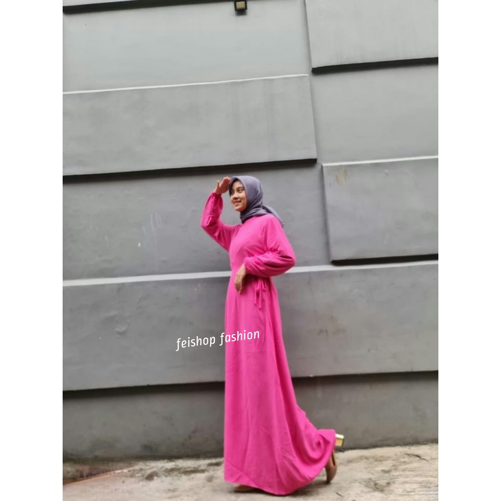 Jual Ayunda Dress Bahan Crinkel Airflow Gamis Polos Shopee Indonesia