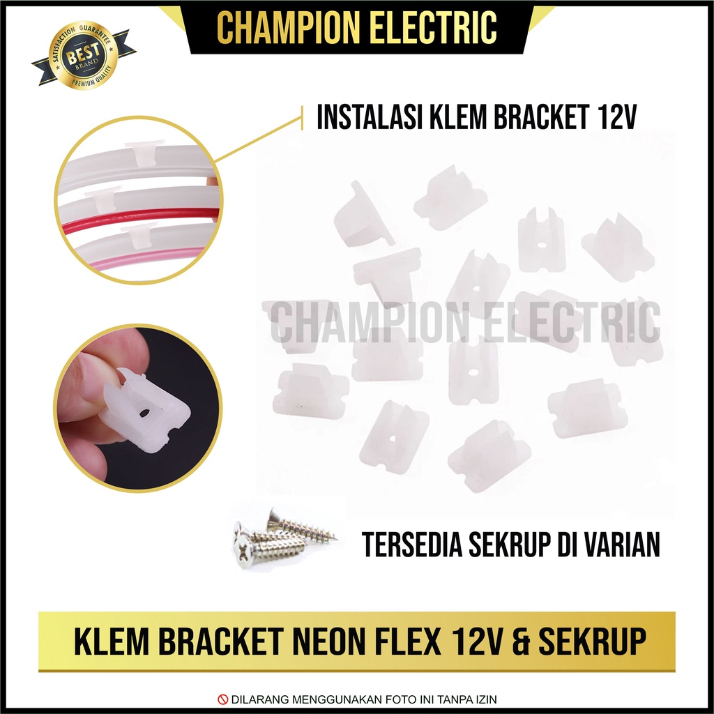 Jual Klem Lampu Neon Flex 12 Volt Bracket LED Selang SMD DC 12V Plastik