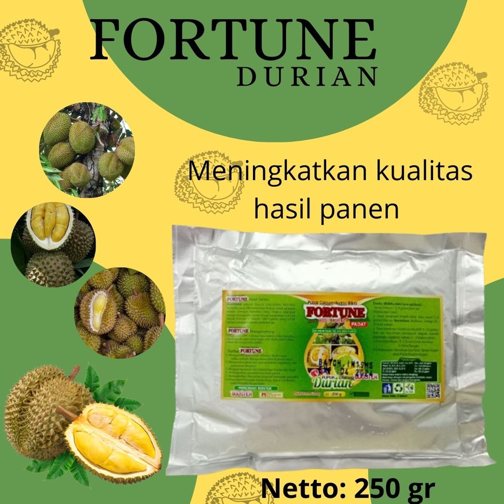 Jual Pupuk DURIAN Padat FORTUNE DURIAN 250 Gr Pelebat Buah Durian