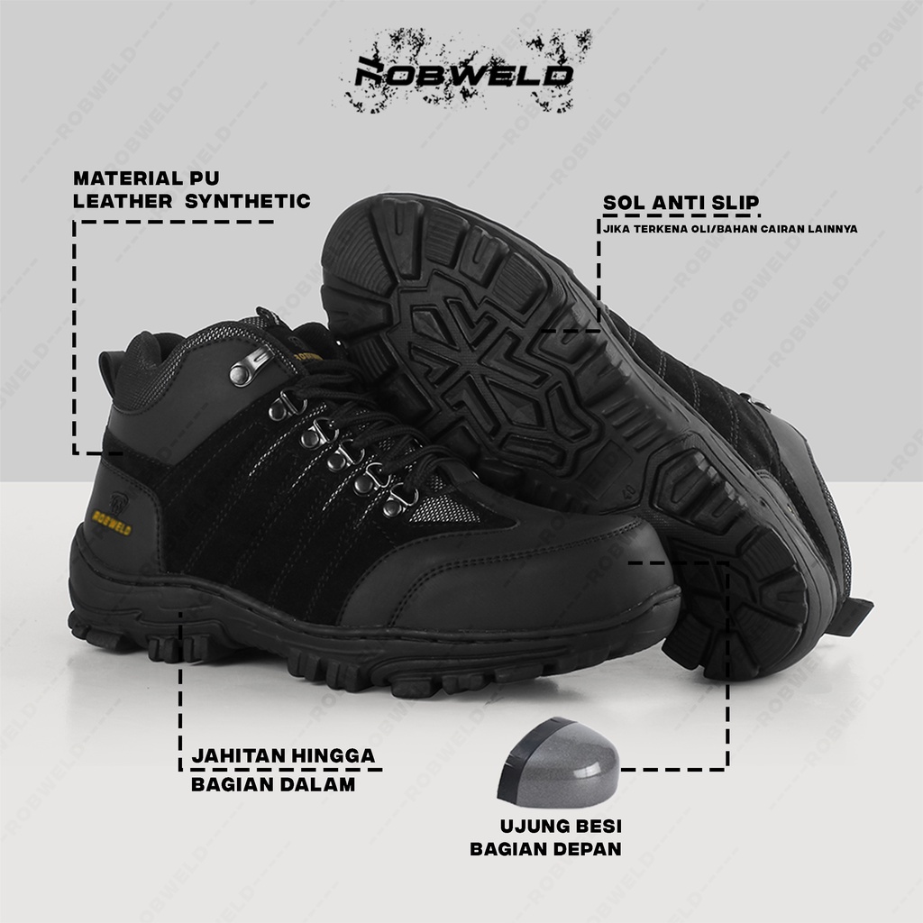 Jual Sepatu Safety Pria Boots Pendek Ujung Besi Kerja Lapangan Outdoor